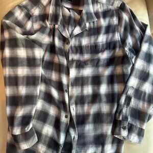 Todd Snyder Charcoal and White Checkered Button Down Shirt